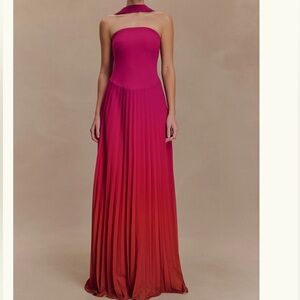 Meshki Fuchsia and Red Strapless Gown